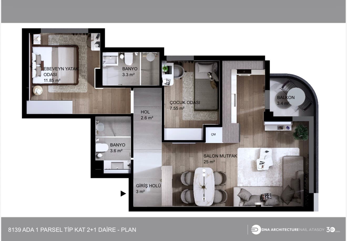 2+1 — 80 m²