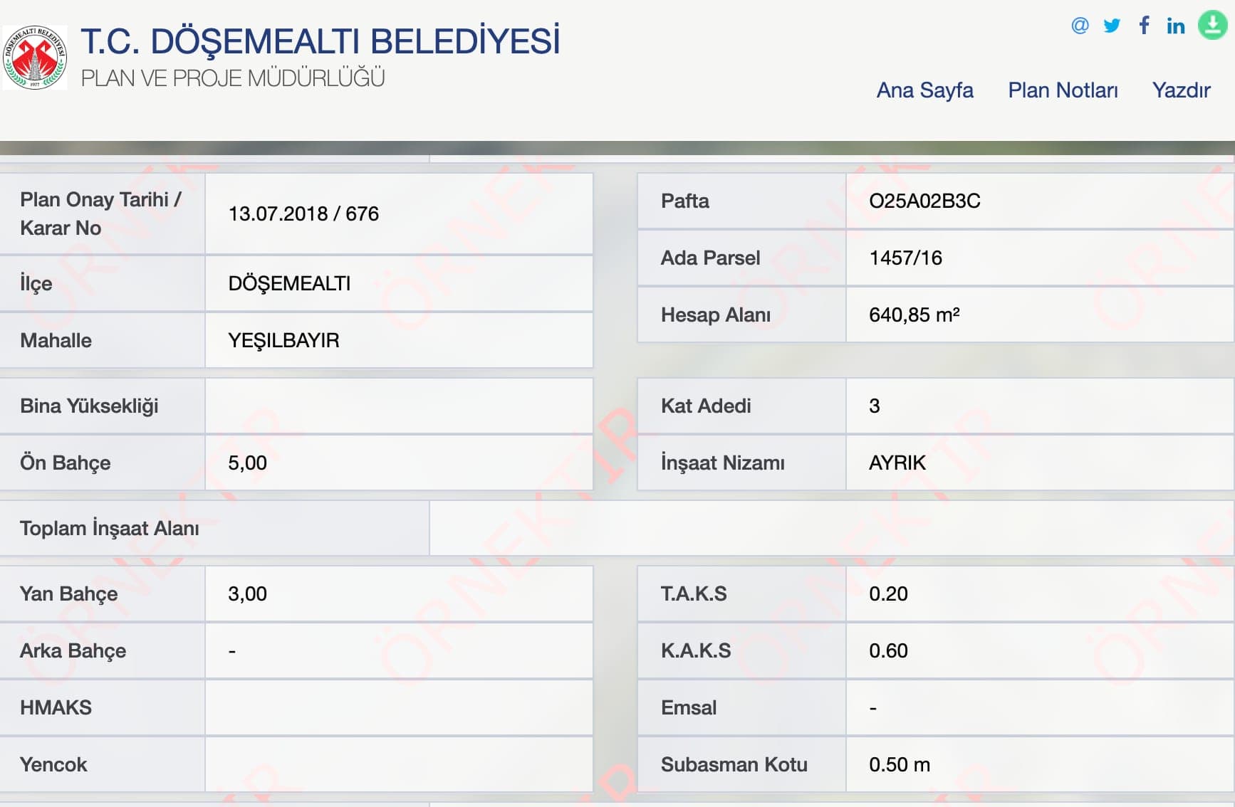 DÖŞEMEALTI YEŞİLBAYIR'DA 641M2 ORMANA CEPHE SATILIK İMARLI ARSA